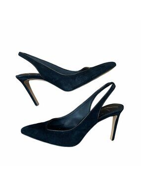 Brian Atwood Black Suede Slingback Heels